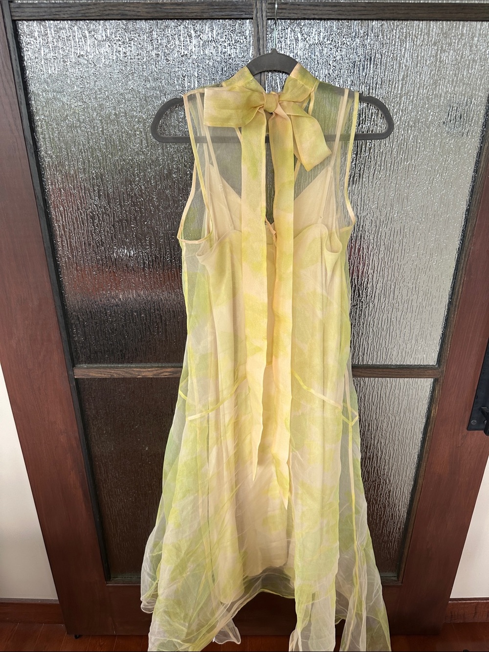 STAUD Auden Dress Sheer High-Neck A-Line Dress in Pale Yellow size M - Picture 9 of 11